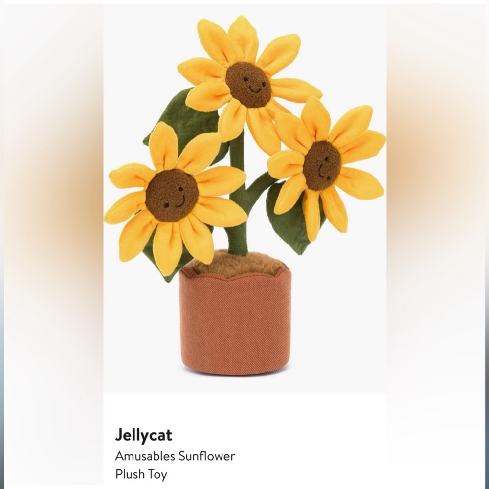 NWT Jellycat Amuseables Potted Sunflower 13.8x4.3x4.3" Soft and Plush Authentic